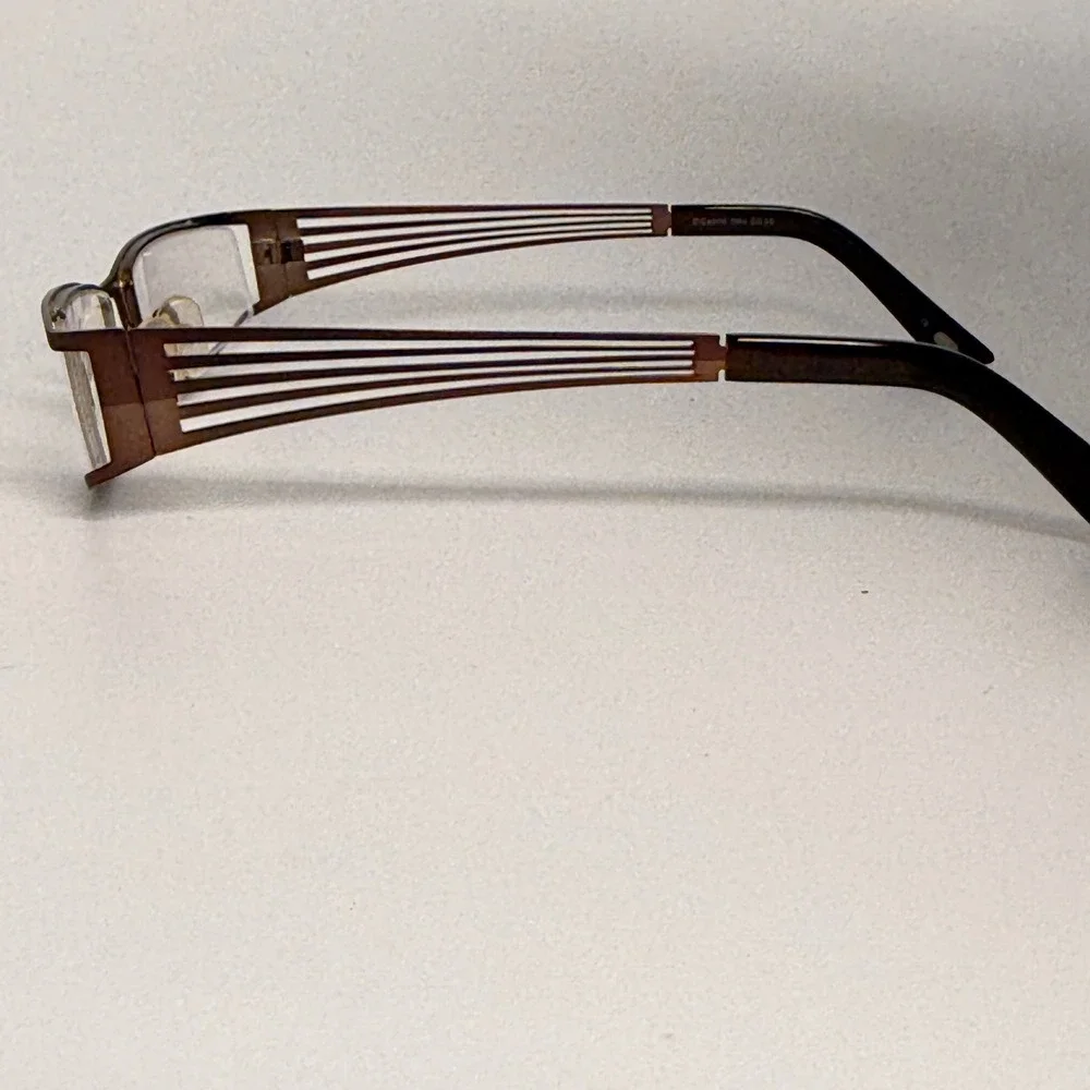 DiCaprio Brown Rectangular Eyeglasses‎ Frames 51-18-140 Striped Temple Design